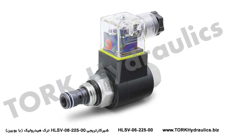 شیرکارتریجی  ترک هیدرولیک (با بوبین), HLSV-06-225-00 kartuş valf hidrolik çatlak (bobinli)