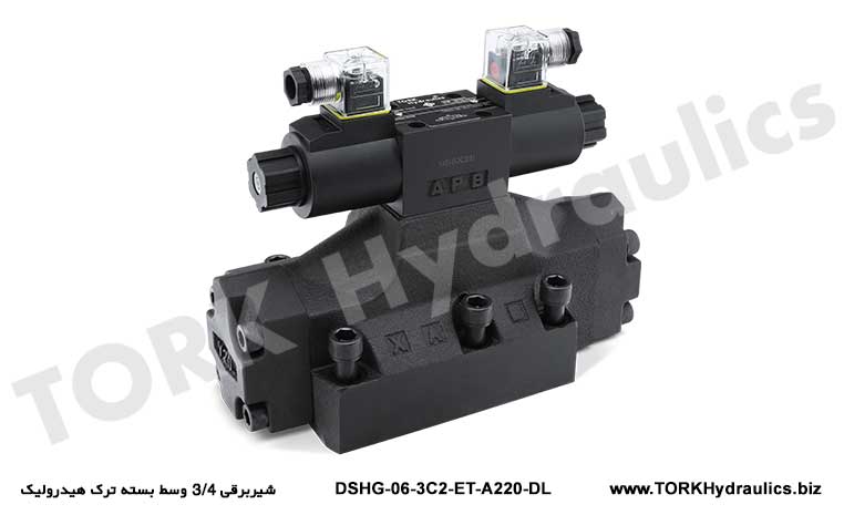 شیربرقی 3/4 وسط بسته ترک هیدرولیک, Hidrolik çatlak paketinin ortasındaki solenoid valf DSHG-06-3C2-ET-A220-DL