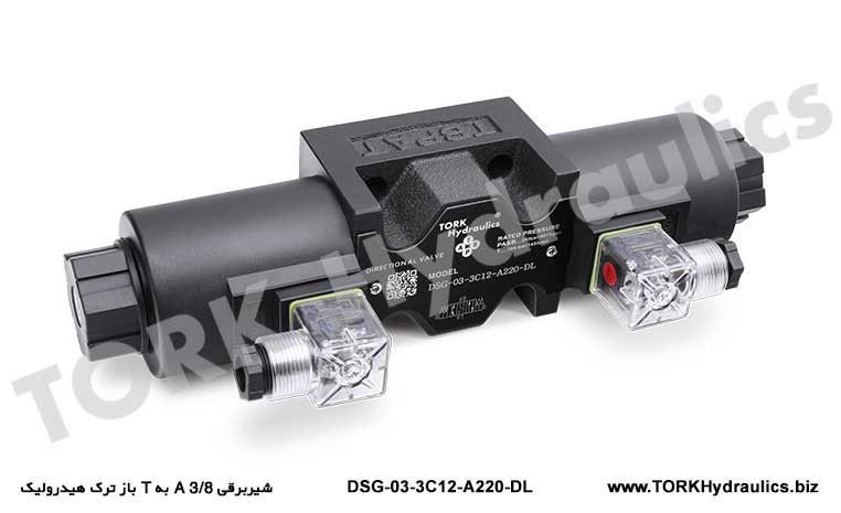 شیربرقی 3/8 A به T باز ترک هیدرولیک , 3/8 A'dan T'ye solenoid valf hidrolik tork