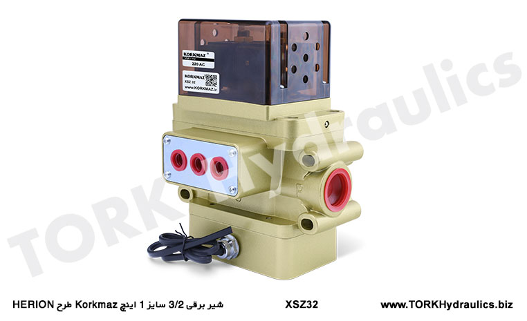 شیر برقی 3/2 سایز 1 اینچ Korkmaz طرح HERION, Solenoid valve 3/2 size 1 inch Korkmaz design HERION