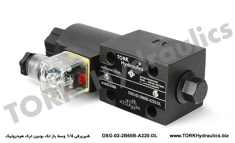 شیربرقی 1/4 وسط باز تک بوبین ترک هیدرولیک, Solenoid Kumandalı Yönlü DSG-02-2B60B Valfı