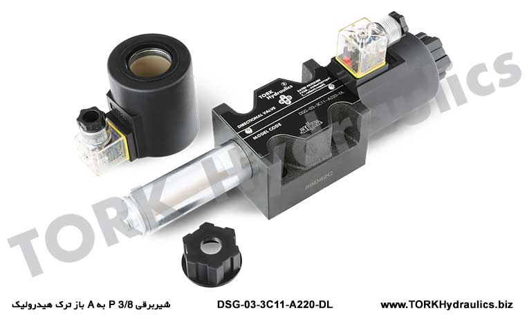 شیربرقی 3/8 P به A باز ترک هیدرولیک, Solenoid Kumandalı Yönlü DSG-03-3C11 Valfı