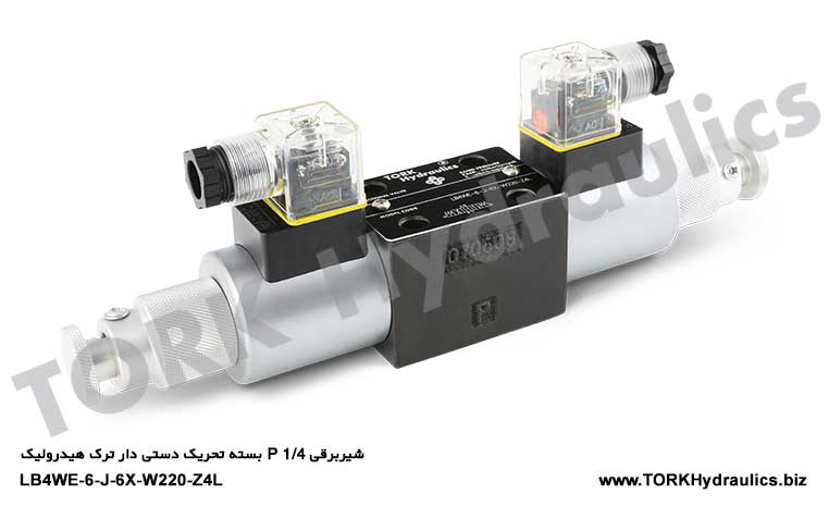 شیربرقی 1/4 P بسته تحریک دستی دار ترک هیدرولیک, Solenoid Va Manuel Kumandalı Yönlü LB4WE-6-J-6X Valfı