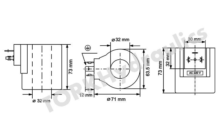 بوبین 3/8 جهت شیرسری DSG-03 ترک هیدرولیک, tork hydraulics DSG-03 hidrolik BOBİNLERİ